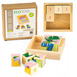 Drewniane klocki edukacyjne Puzzle Układanka dla dzieci Dinozaury ECOTOYS