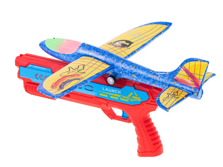 Pistolet automayczna wyrzutnia samolotów - LED czerw-niebies