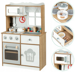 Duża drewniana kuchnia kuchenka dla dzieci piekarnik akcesoria Ecotoys