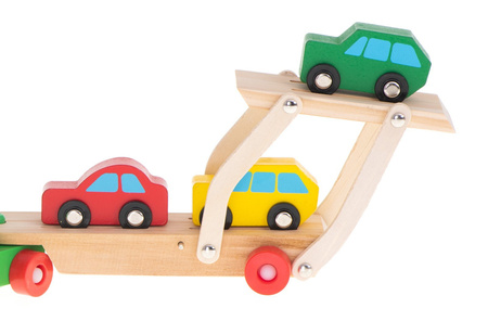 Duży drewniany samochód Laweta Ciężarówka dla dzieci Tir 3 autka