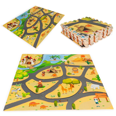 Mata edukacyjna puzzle piankowe dla dzieci safari dywanik  do pokoju dziecka 93x93 cm