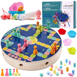 Gra zręcznościowa dla dzieci łowienie rybek montessori chińczyk