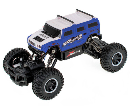 Duży samochód zdalnie sterowny dla dzieci Rock Crawler Hummer Auto RC 1:20 4WD granatowy