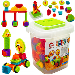 Zestaw kolorowych klocków dla dzieci Grzebyki Jeżyki Wafle 170 elementów