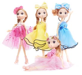 Zestaw dużych lalek w sukienkach dla dzieci 4 sztuki 26cm