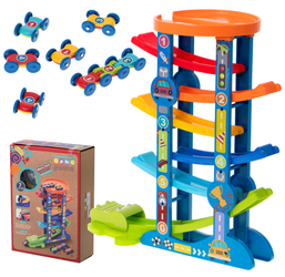 Duży wyścigowy tor samochodowy dla dzieci Wąż Zjeżdżalnia 7 poziomów 6 autek