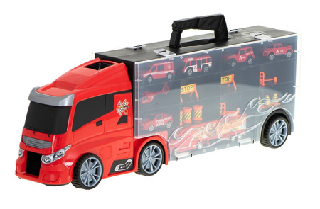 Duża ciężarówka Transporter Garaż dla samochodów z zestawem autek Straż Pożarna dla dzieci