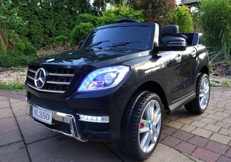 Czarny samochód na akumulator Mercedes ML350 elektryczny Auto dla dzieci światła LED 2 silniki