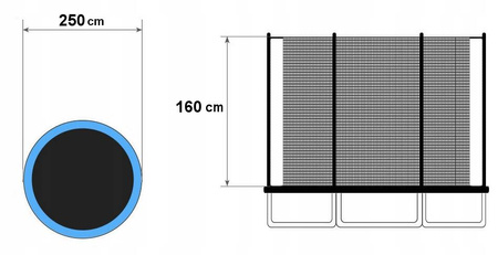 Zewnętrzna siatka ochronna do trampoliny ogrodowej 245 cm na 6 słupków S/10FT-6 ZEW