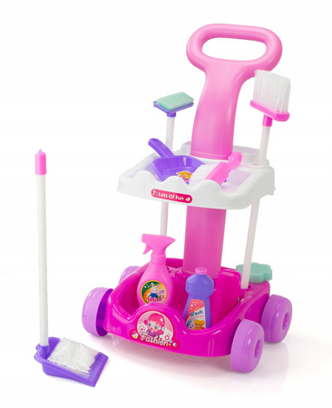 Duży zestaw do sprzątania dla dzieci Wózek z interaktywnym odkurzaczem i akcesoriami 