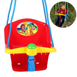 Huśtawka kubełkowa dla dzieci czerwona z pasem bezpieczeństwa