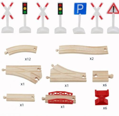 Drewniana kolejka pociąg na baterię dla dzieci 88 elementów