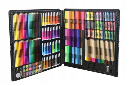 Duży zestaw artystyczny do rysowania malowania dla dzieci kredki pisaki farbki 288 elementów