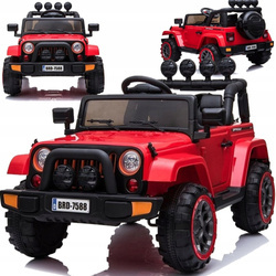 Duże czerwone auto na akumulator Jeep BRD-7588 dla dzieci samochód elektryczny ze światłem LED