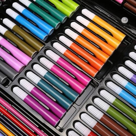 Duży zestaw artystyczny do rysowania malowania dla dzieci kredki pisaki farbki 288 elementów