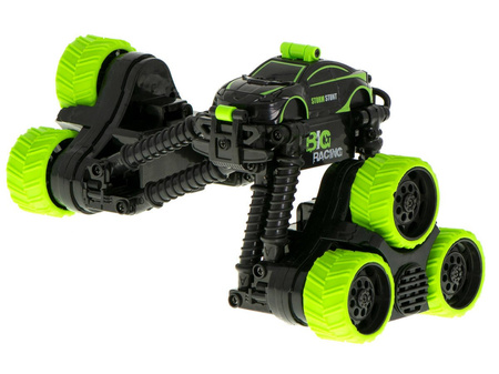 Duży zdalnie sterowany samochód kaskaderski Stunt Car RC SY006 Auto akrobata zielony