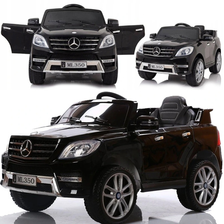 Czarny samochód na akumulator Mercedes ML350 elektryczny Auto dla dzieci światła LED 2 silniki