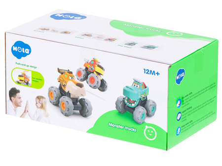 Zestaw samochody Monster truck zwierzaki z napędem 3 szt