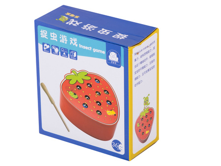Gra edukacyjna Łowienie gąsienic Magnetyczna drewniana truskawka Gąsienica