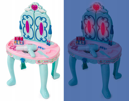 Toaletka dla dziewczynek z dźwiękiem i światłem, akcesoriami i lusterkiem