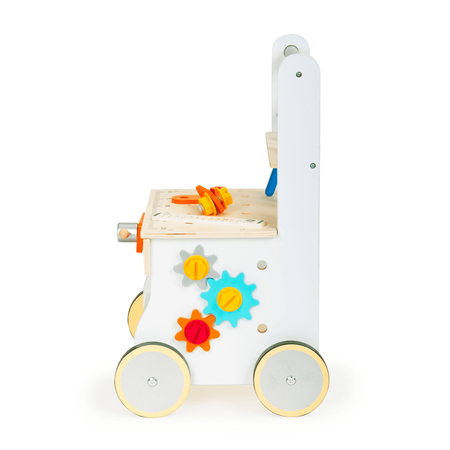 Drewniany warsztat majsterkowicza z narzędziami dla dzieci Wózek Pchacz Ecotoys TL88042 WHITE