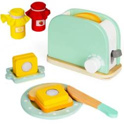 Drewniany opiekacz toster dla dzieci akcesoria tosty masło dżem 11 el.