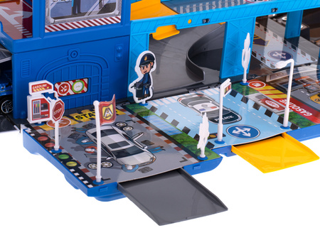 Duży rozkładany transporter Wóz Policyjny Parking Policja Garaż dla dzieci z akcesoriami