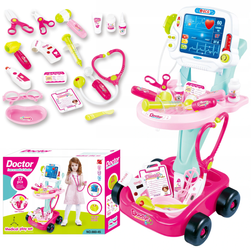 Zestaw małego doktora dla dzieci mały lekarz wózek EKG efekty dźwiękowe różowy