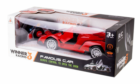 Zdalnie sterowany duży samochód Lamborghini RC Winner Racing 3 dla dzieci czerwony 1:16