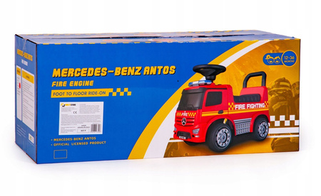 Duży jeździk Samochód dla dzieci Wóz strażacki Interaktywne autko Mercedes czerwony