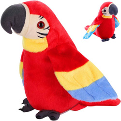 Gadająca papuga Ara powtarzająca gaduła przedrzeźniacz zabawka dla dzieci 23 cm czerwona