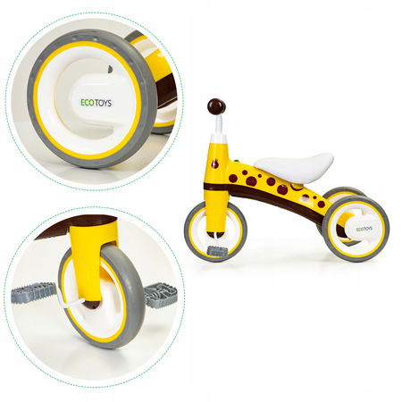 Rowerek biegowy z pedałami Rower trójkołowy dla dzieci Ecotoys żółty LC-V1850 YELLOW