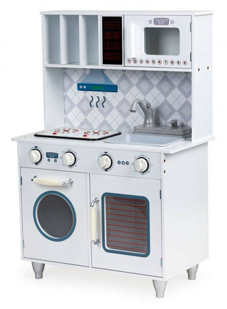 Drewniana zabawkowa kuchnia dla dzieci z piekarnikiem i mikrofalą światło dźwięk