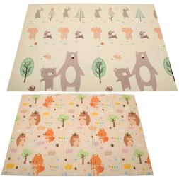 Dwustronna piankowa mata edukacyjna dla dzieci z motywem zwierzątek Jeż Miś 150x195cm