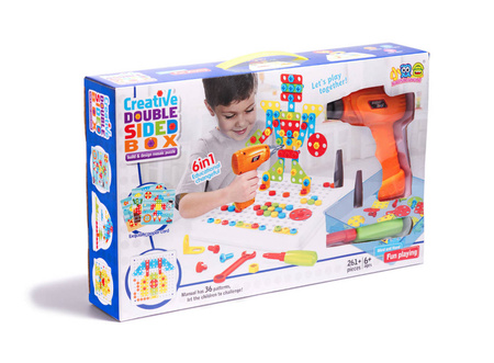 Zestaw edukacyjny konstrukcyjny dla dzieci Klocki do układania Wkrętarka Układanka w walizce 261 elementów