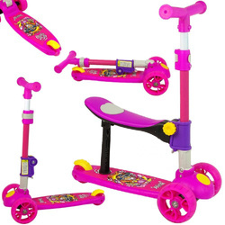 Trójkołowa hulajnoga balansowa dla dzieci różowa z siedziskiem