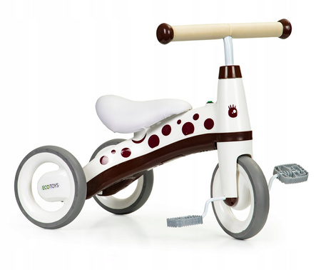 Rowerek biegowy z pedałami Rower trójkołowy dla dzieci Ecotoys biało-brązowy LC-V1850 WHITE