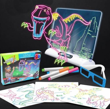 Magiczna tablica do rysowania 3D dla dzieci szablony dinozaury 