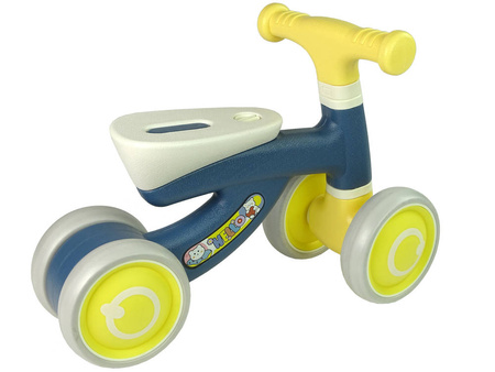 Rowerek biegowy dla dzieci wygodny podwójne koła żółto-niebieski