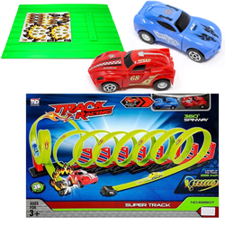 Kaskaderski tor samochodowy dla dzieci Track Racing z 2 autkami i akcesoriami 36 elementów