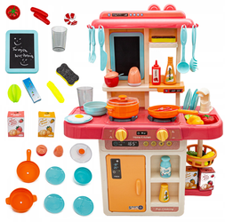 Kuchnia dla dzieci z lodówką, płytą gazową i akcesoriami Zlewozmywak Szara