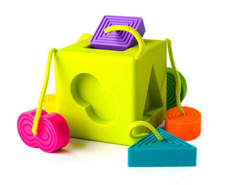 Kostka edukacyjna Sorter kształtów dla dzieci OombeeCube Fat Brain Toys FA120-1