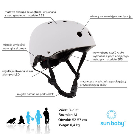 Kask rowerowy dla dzieci M z lampką LED Cubic Sun Baby 3-7 lat