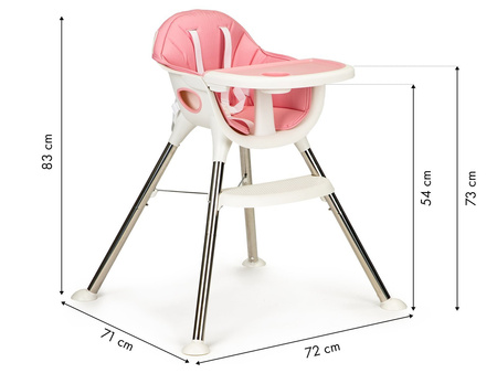 Krzesełko Fotelik do karmienia z tacką dla dzieci różowy Ecotoys DBC02 PINK