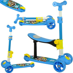 Trójkołowa hulajnoga balansowa dla dzieci niebieska z siedziskiem