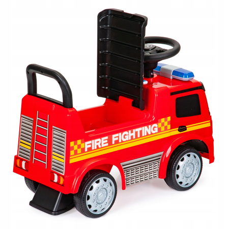 Duży jeździk Samochód dla dzieci Wóz strażacki Interaktywne autko Mercedes czerwony
