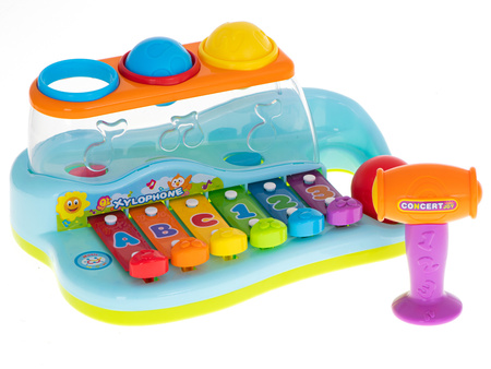 Interaktywne pianinko dla dzieci Organki z wbijakiem i literkami Kolorowe cymbałki 2w1