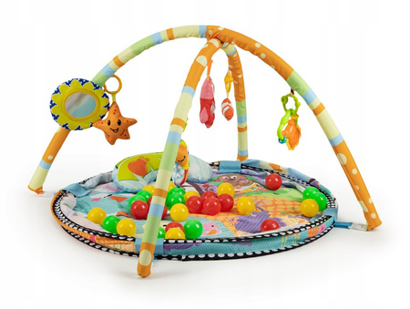 Wielofunkcyjna duża mata edukacyjna dla dzieci Kojec z piłkami i maskotkami 3w1 zwierzątka