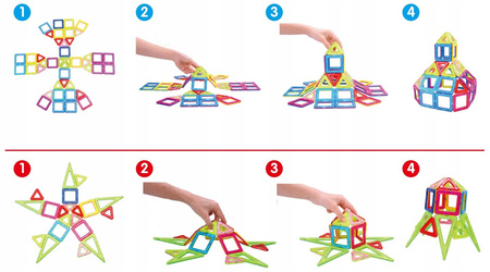 Edukacyjne klocki magnetyczne dla dzieci do układania Magical Magnet 71 sztuk