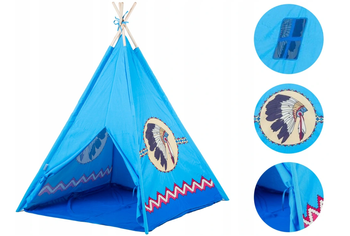 Namiot indiański tipi wigwam domek dla dzieci niebieski indianin Ecotoys pokój dziecięcy ogród